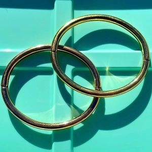 Pair of Vintage Milor Italy Gold Plated Stainless Hinged Oval Bangle Bracelets